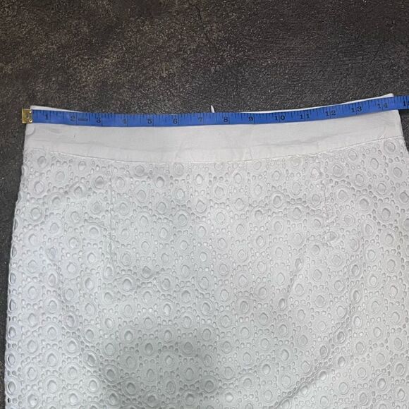 CALVIN KLEIN COTTON EYELET PENCIL SKIRT WHITE 4 PETITE - Picture 5 of 7